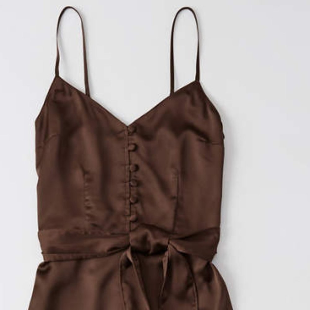 Abercrombie & Fitch Button Front Satin Jumpsuit XS - Picture 5 of 6